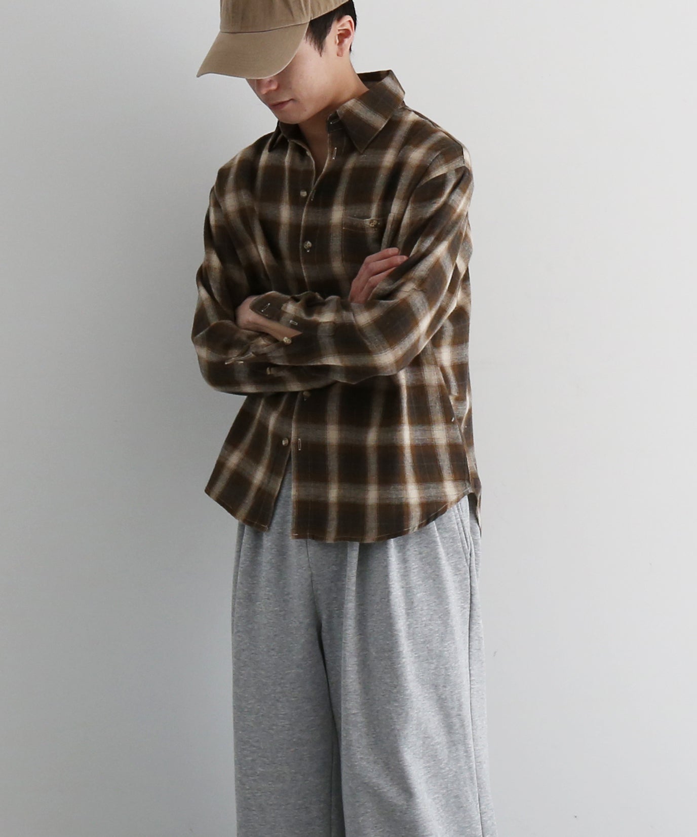 Basketcase Hench,plaid evening shirt "BROWN CHECK"