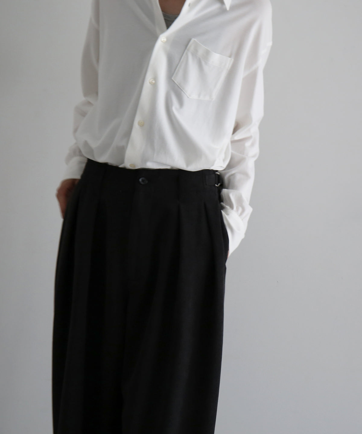 my beautiful landlet 2 tuck corduroy wide pants "BLACK"