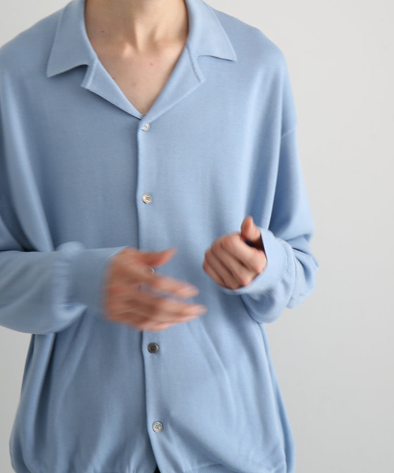【EXCLUSIVE】crepuscule Open collar knit shirt "LIGHT PINK"