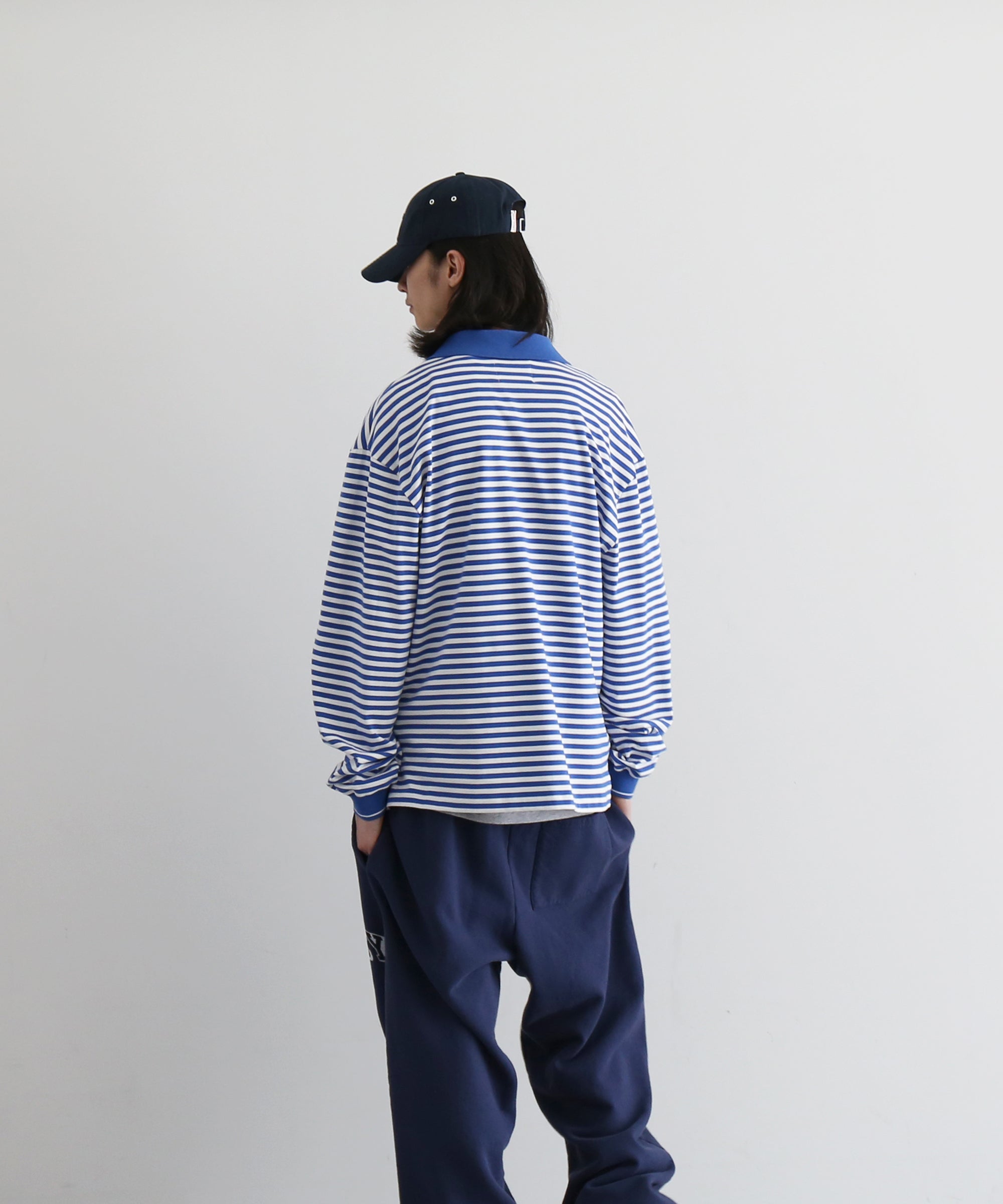 KAIKO Long sleeve border polo shirt "BLUE"