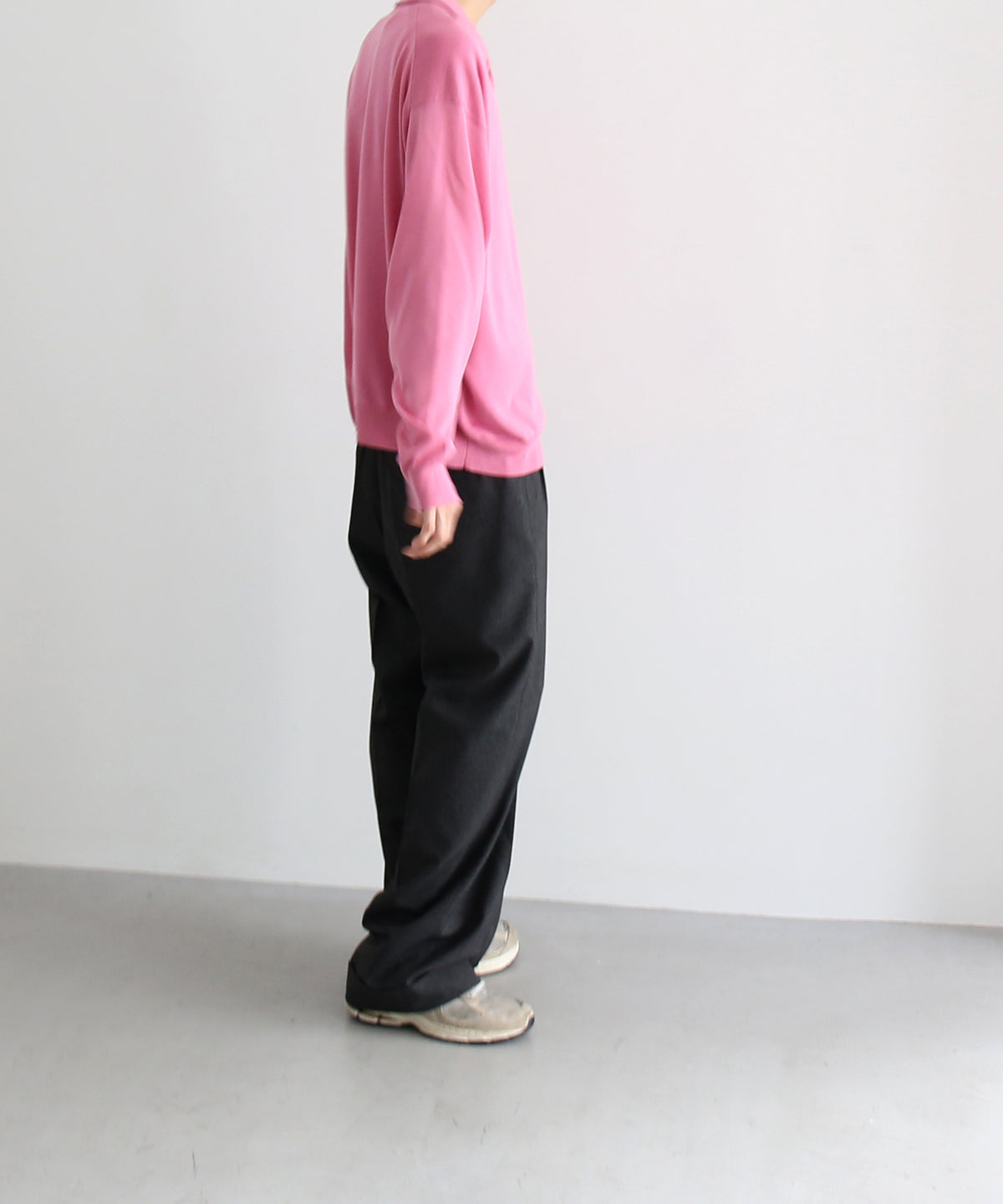 【EXCLUSIVE】crepuscule Open collar knit shirt "LIGHT PINK"