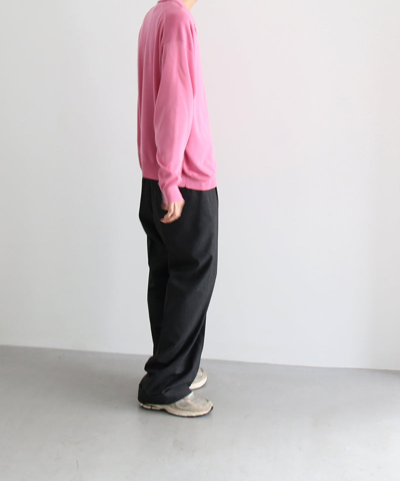 【EXCLUSIVE】crepuscule Open collar knit shirt "LIGHT PINK"
