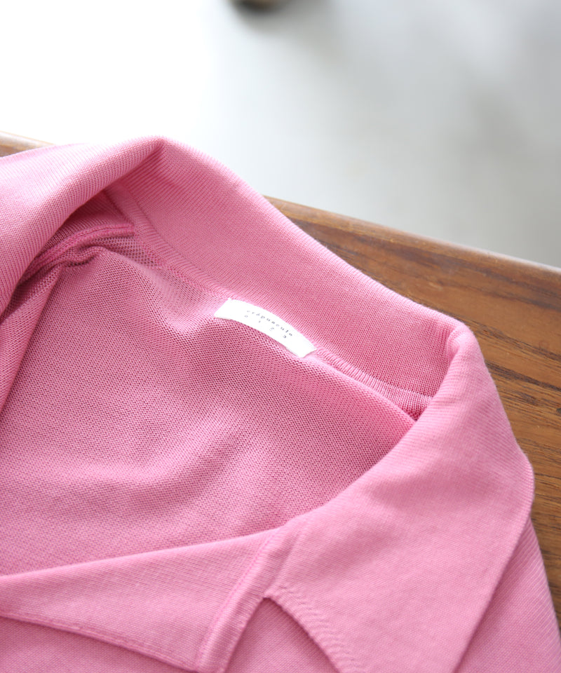 【EXCLUSIVE】crepuscule Open collar knit shirt "LIGHT PURPLE"