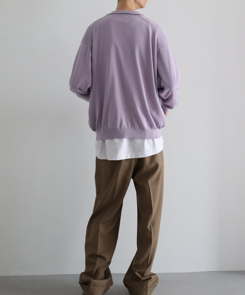 【EXCLUSIVE】crepuscule Open collar knit shirt "LIGHT PURPLE"