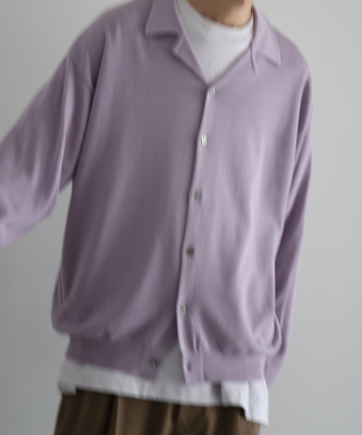 【EXCLUSIVE】crepuscule Open collar knit shirt "WHITE"