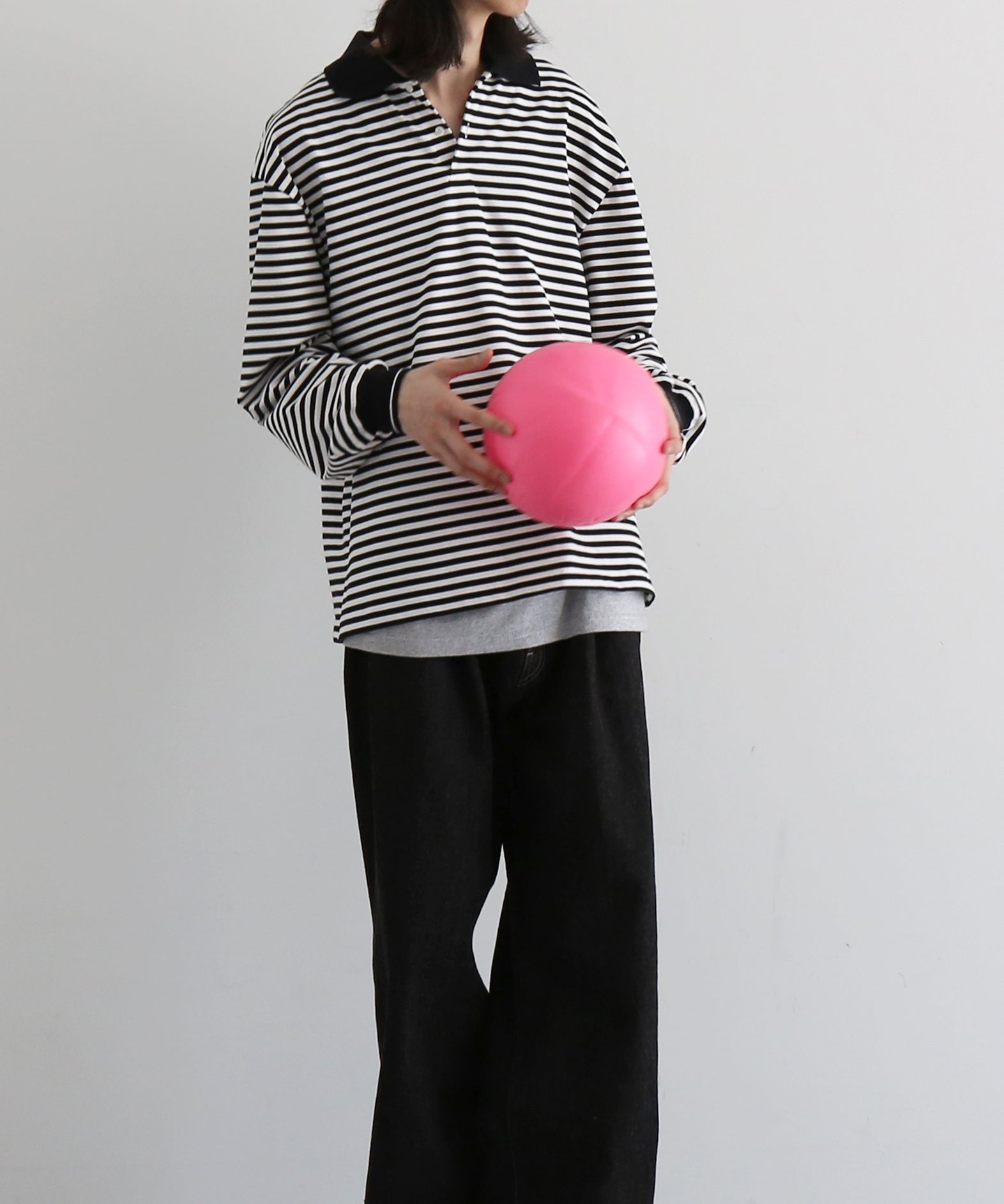 KAIKO Long sleeve border polo shirt "BLUE"