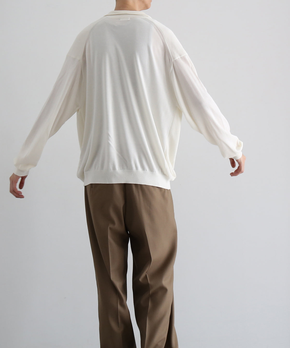 【EXCLUSIVE】crepuscule Open collar knit shirt "WHITE"