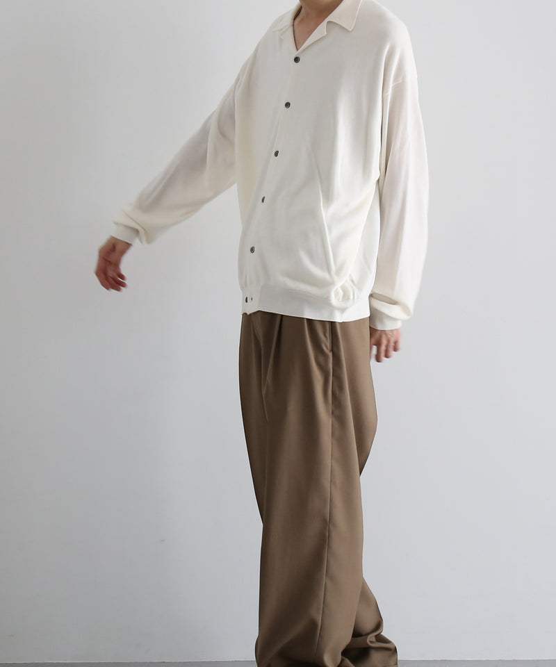 【EXCLUSIVE】crepuscule Open collar knit shirt "WHITE"