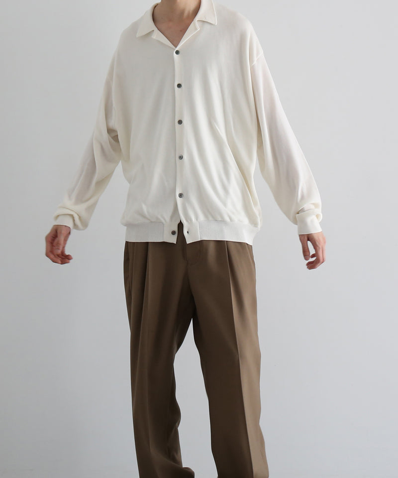 【EXCLUSIVE】crepuscule Open collar knit shirt "LIGHT BLUE"