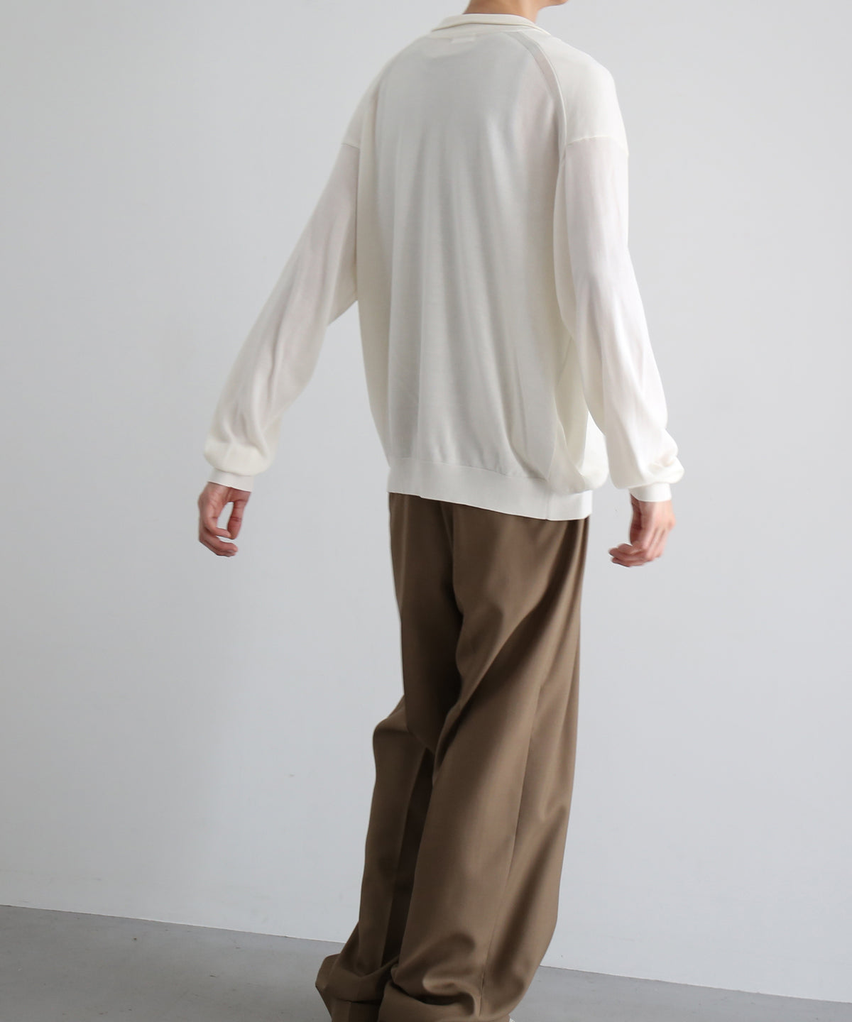 【EXCLUSIVE】crepuscule Open collar knit shirt "WHITE"
