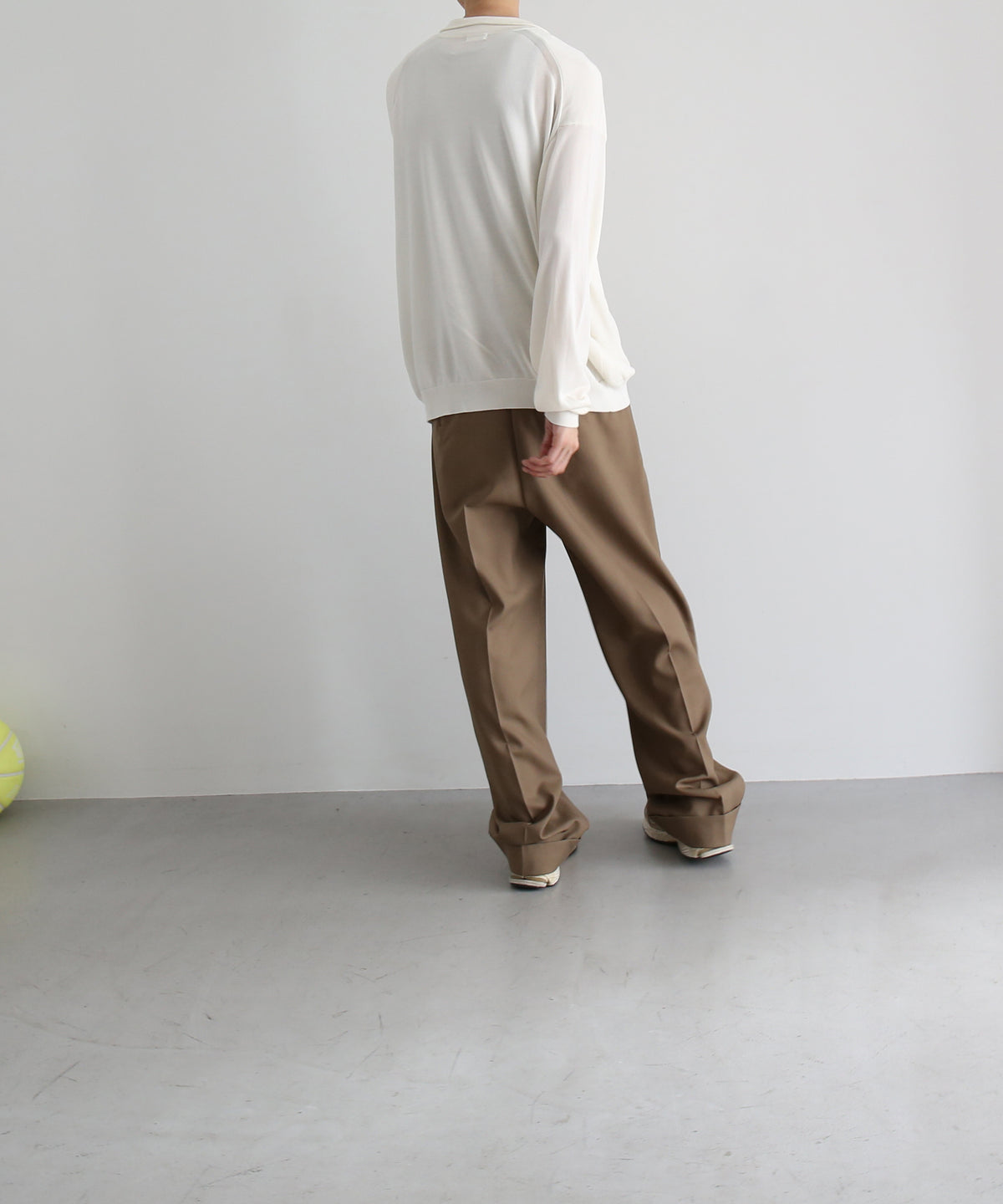 【EXCLUSIVE】crepuscule Open collar knit shirt "WHITE"