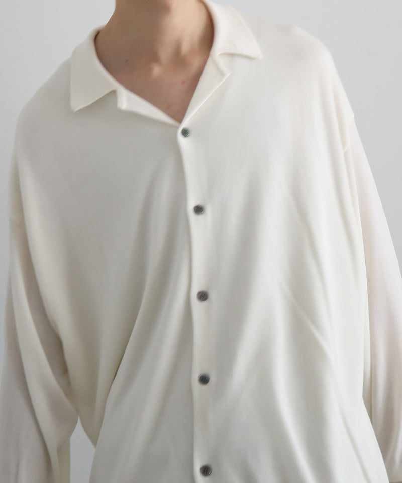 【EXCLUSIVE】crepuscule Open collar knit shirt "WHITE"