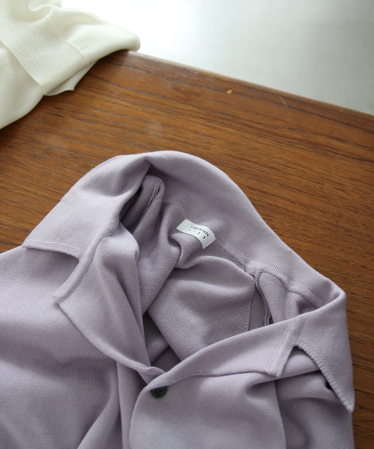 【EXCLUSIVE】crepuscule Open collar knit shirt "WHITE"