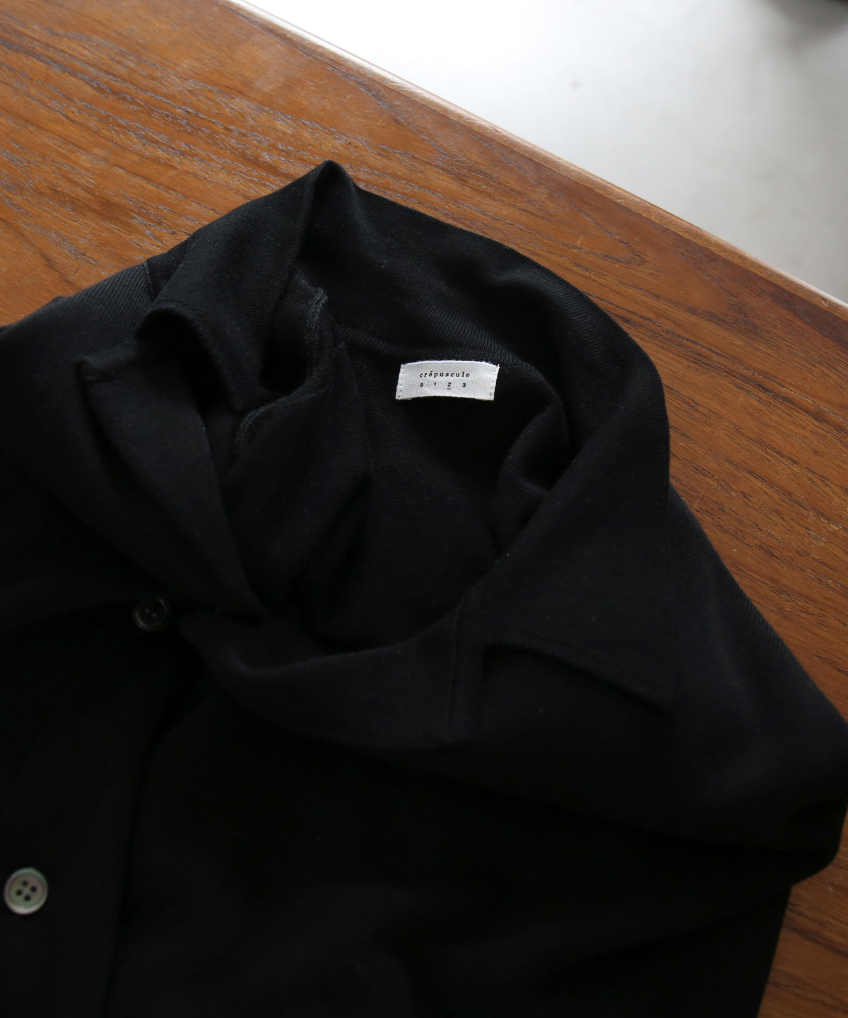 【EXCLUSIVE】crepuscule Open collar knit shirt "LIGHT PINK"