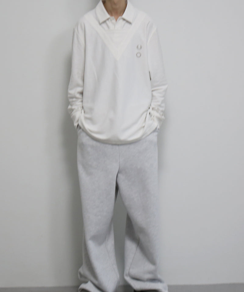 FRED PERRY Craig green longsleeve v overlay poloshirt "SNOW WHITE"