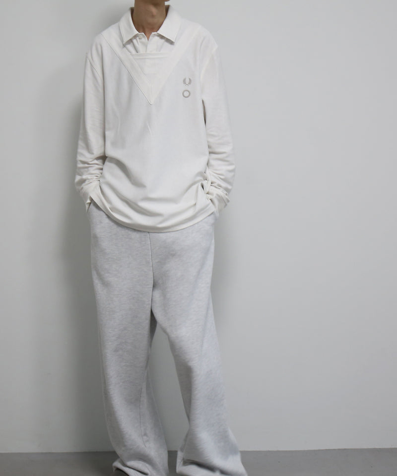 FRED PERRY Craig green longsleeve v overlay poloshirt "SNOW WHITE"