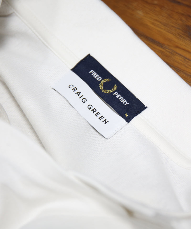 FRED PERRY Craig green longsleeve v overlay poloshirt "SNOW WHITE"