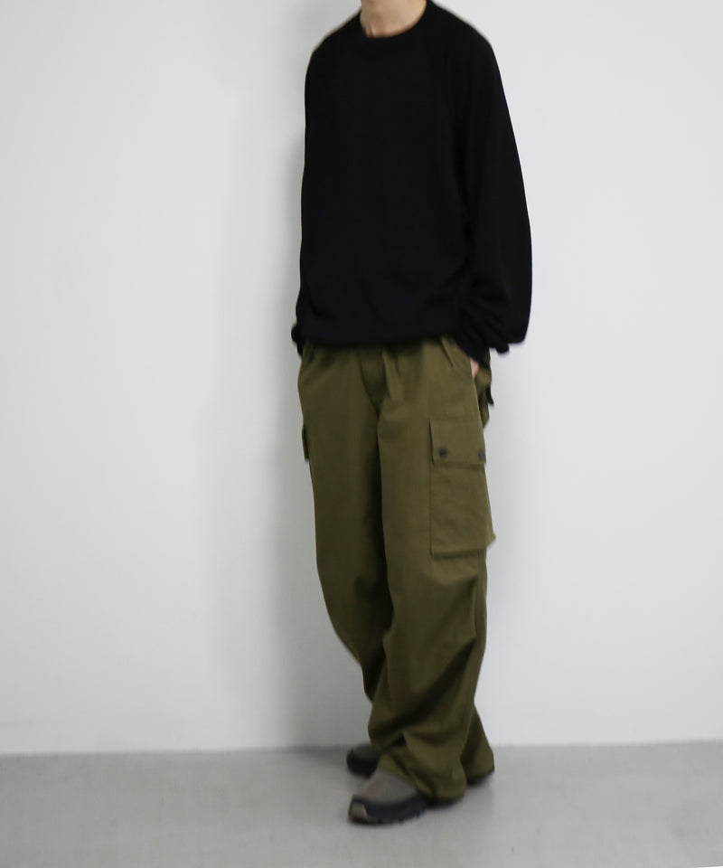 OLD FOLK HOUSE Washable wool sweatshirt "BLACK"