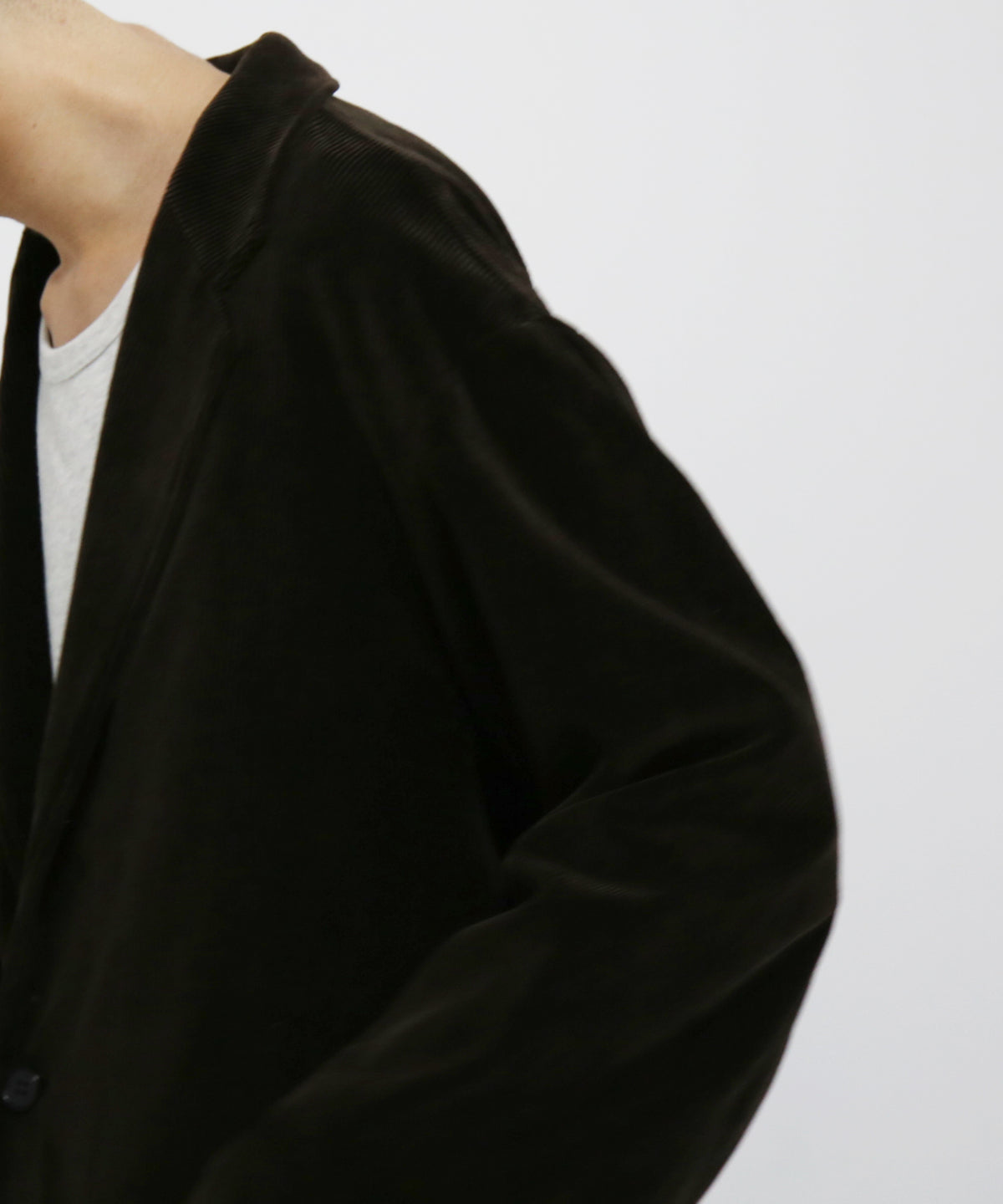 OLD FOLK HOUSE Cotton & rayon corduroy tailored jacket "DARK BROWN"