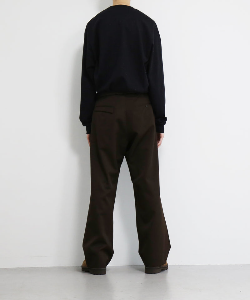 OLD FOLK HOUSE Virgin wool gabardine trousers "DARK BROWN"