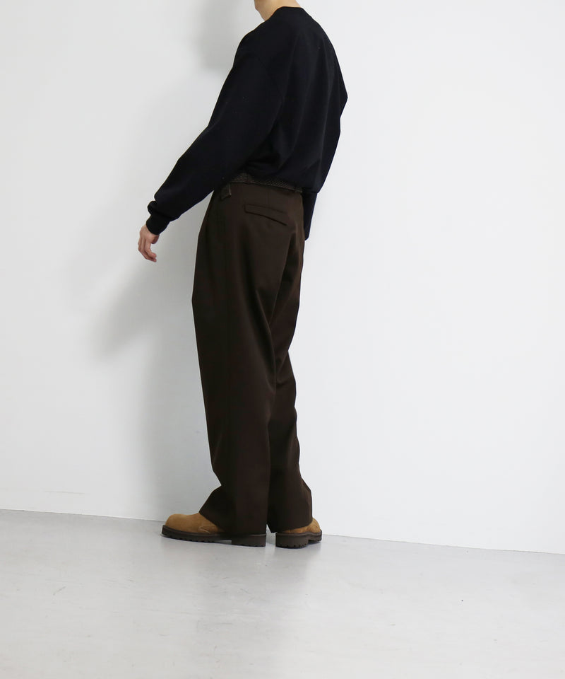 OLD FOLK HOUSE Virgin wool gabardine trousers "DARK BROWN"