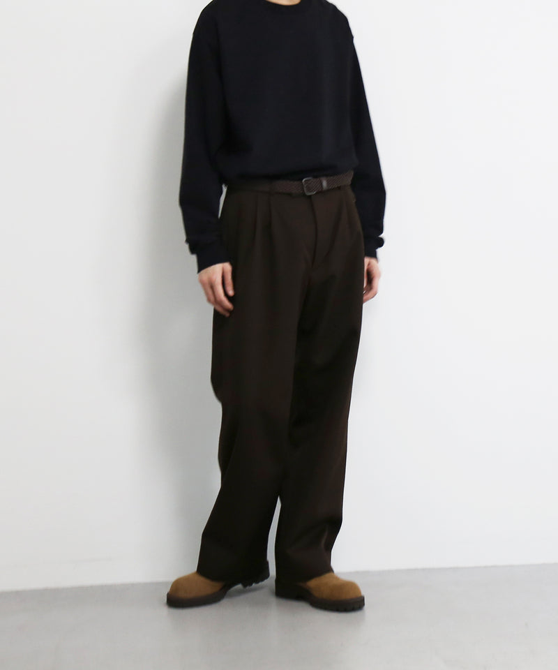 OLD FOLK HOUSE Virgin wool gabardine trousers "DARK BROWN"