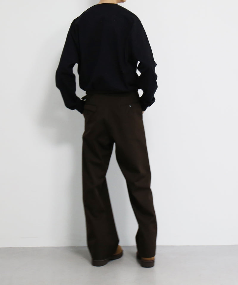 OLD FOLK HOUSE Virgin wool gabardine trousers "DARK BROWN"