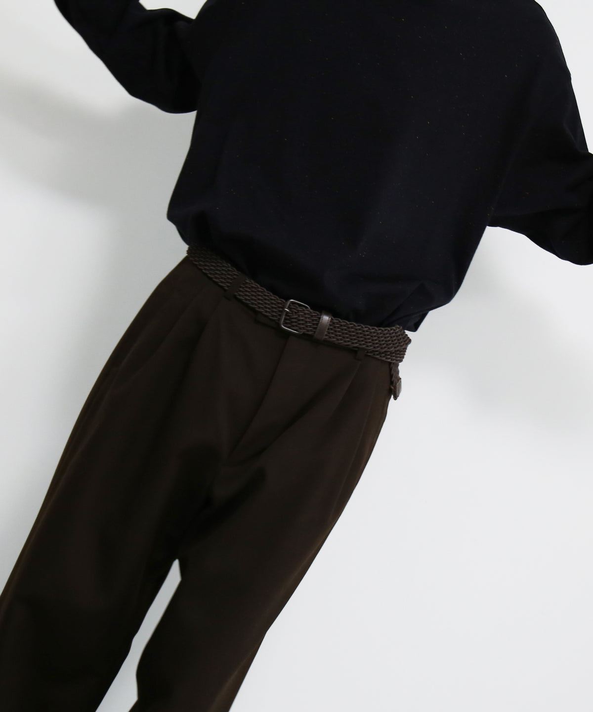 OLD FOLK HOUSE Virgin wool gabardine trousers "DARK BROWN"