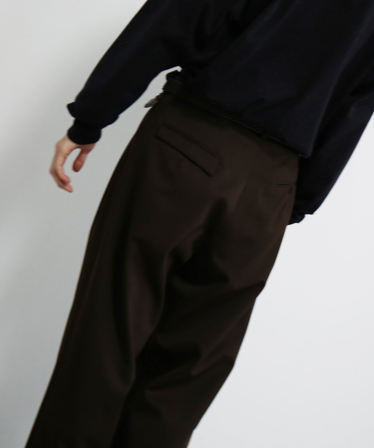 OLD FOLK HOUSE Virgin wool gabardine trousers "DARK BROWN"