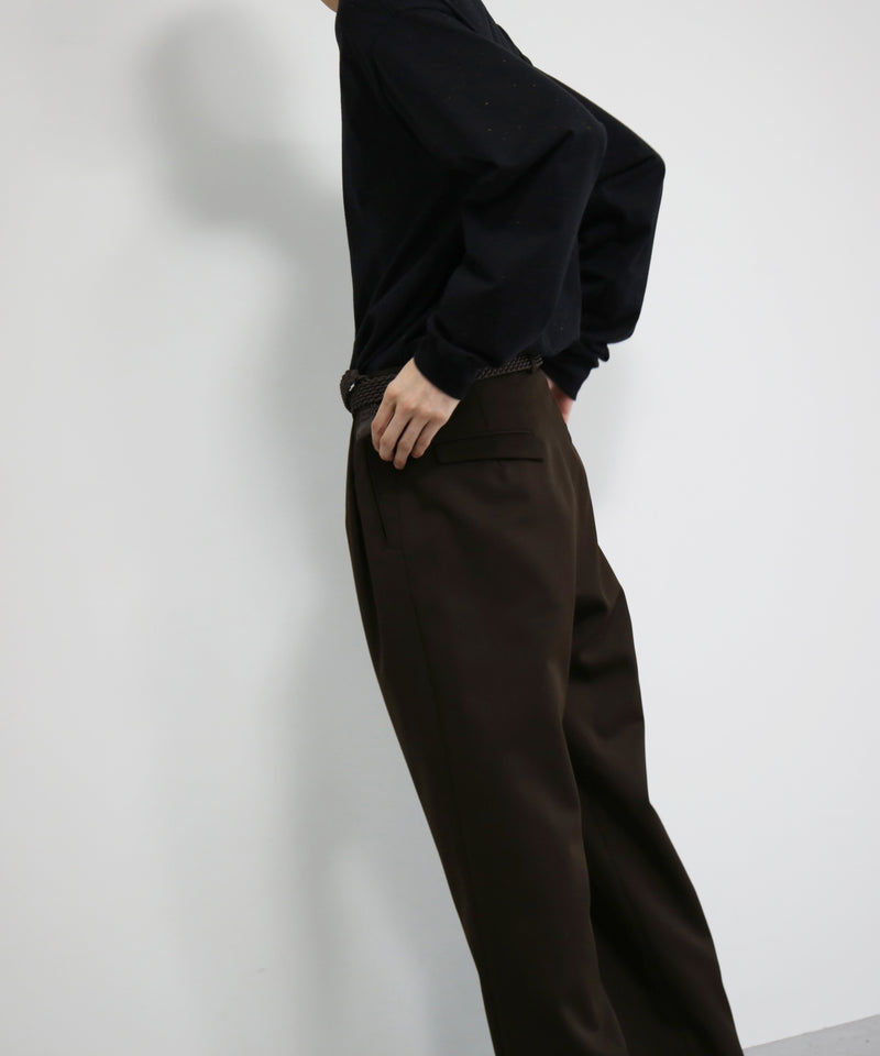 OLD FOLK HOUSE Virgin wool gabardine trousers "DARK BROWN"