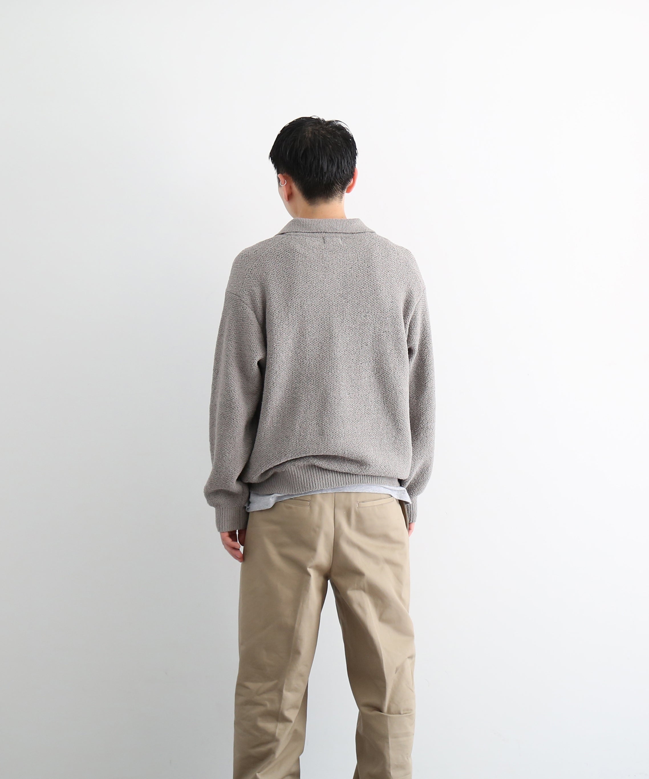 UNUSED Us2551 honey comb polo knit "GRAY"