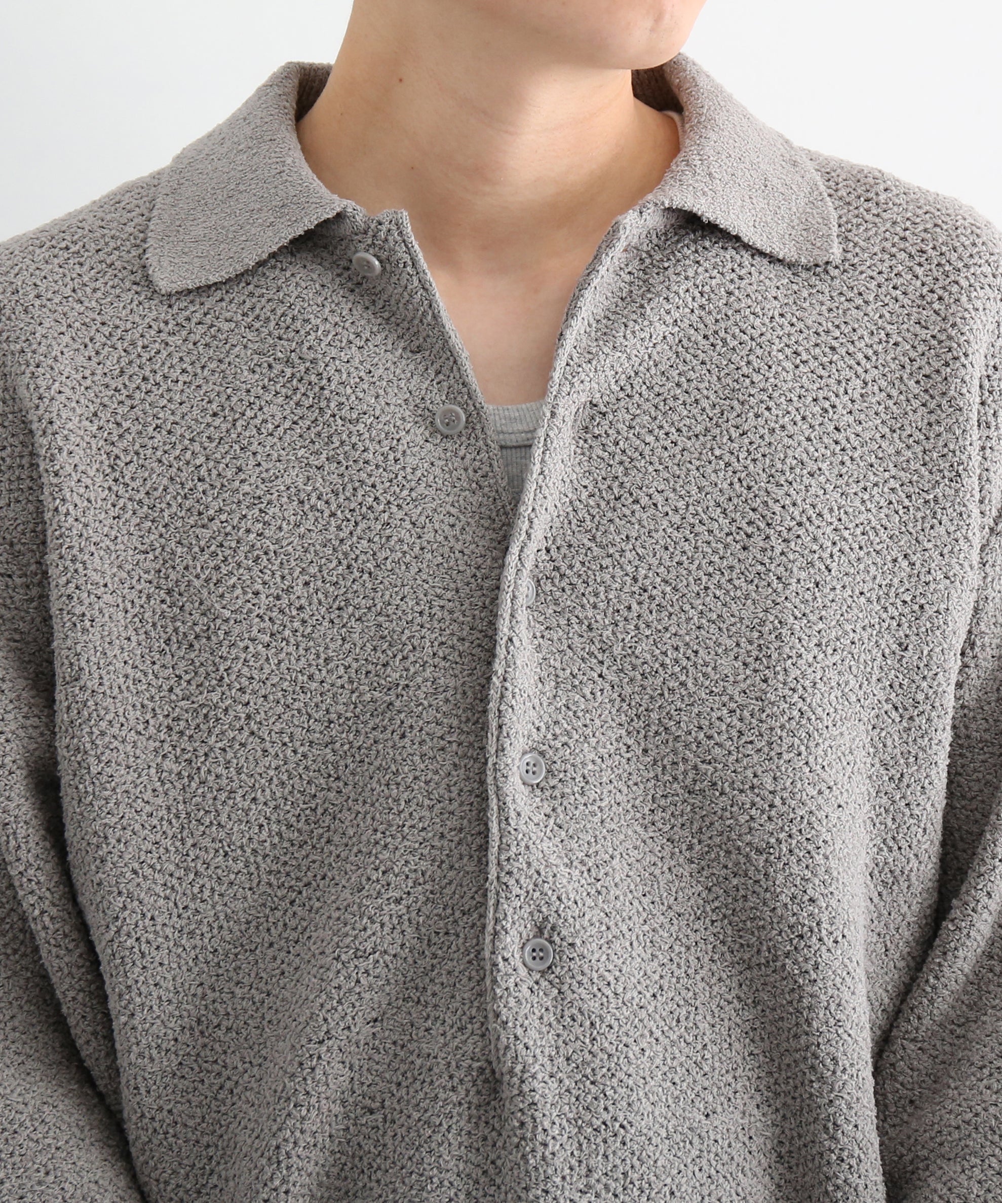 UNUSED Us2551 honey comb polo knit "GRAY"