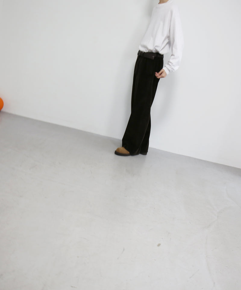 OLD FOLK HOUSE Cotton & rayon corduroy pants "DARK BROWN"