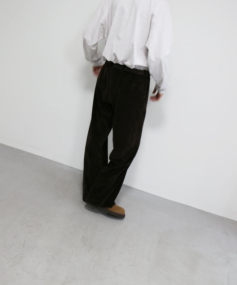 OLD FOLK HOUSE Cotton & rayon corduroy pants "DARK BROWN"