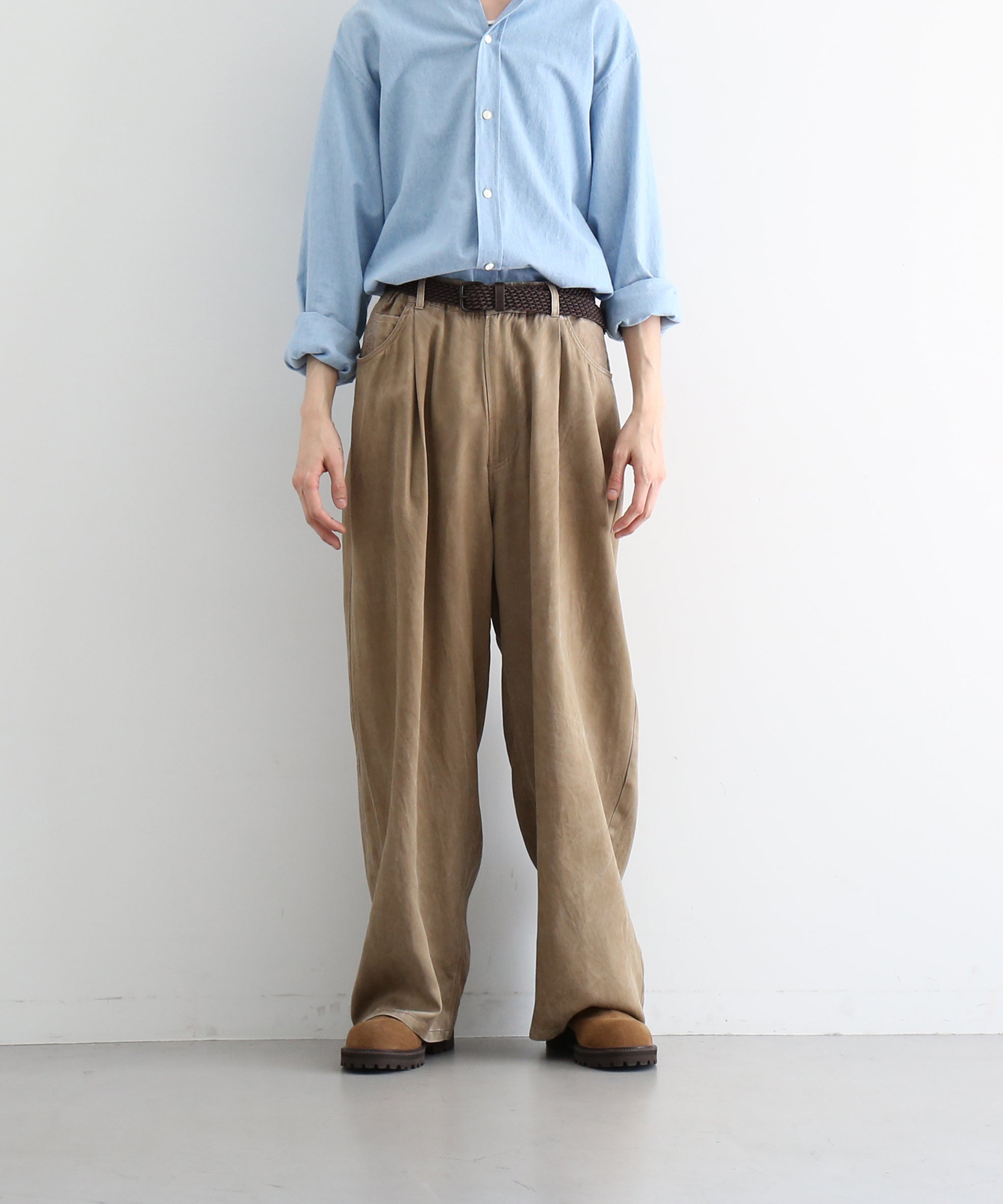 VOAAOV Pigment cupro 5p pants "CHARCOAL"