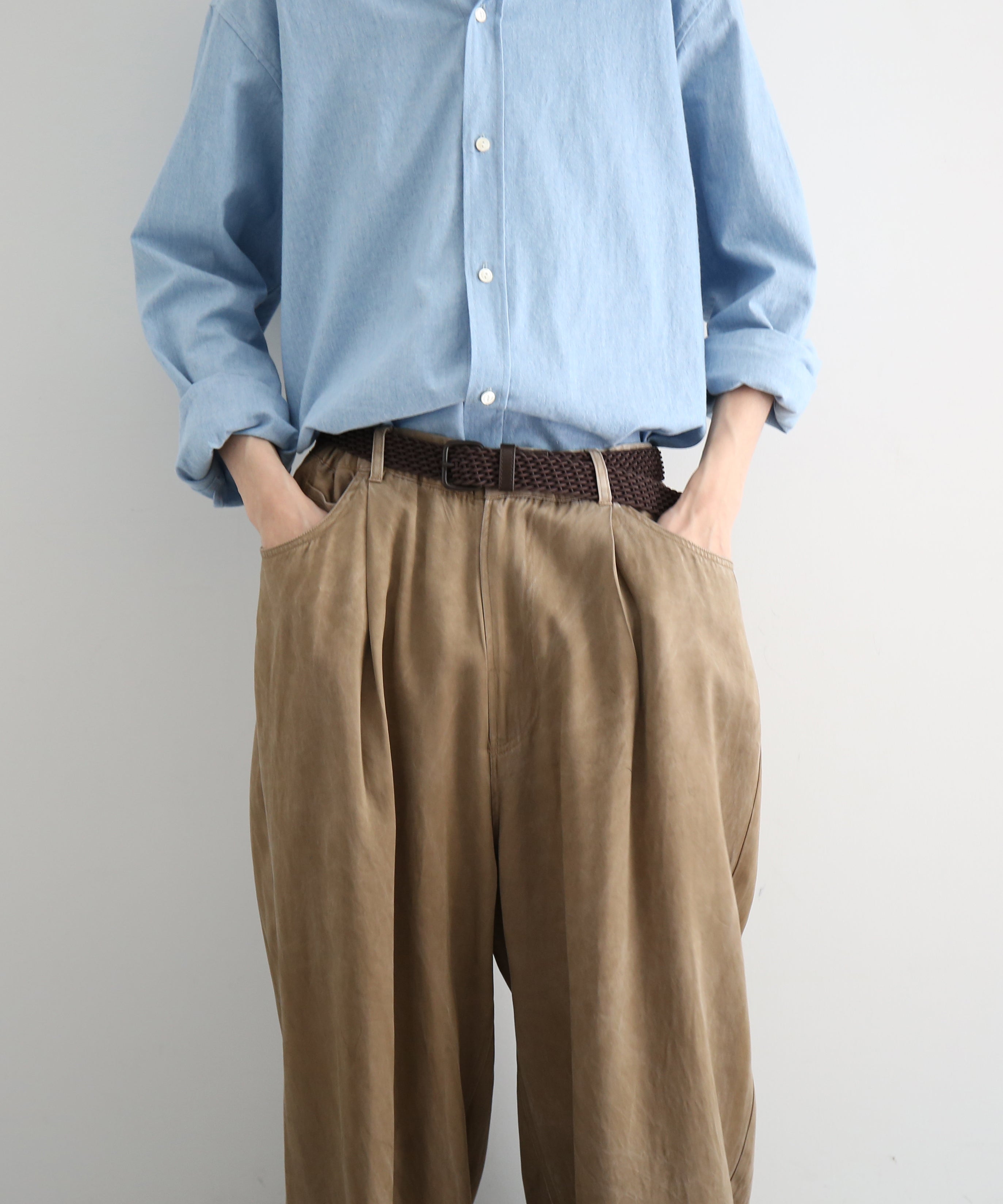 VOAAOV Pigment cupro 5p pants "CAMEL"