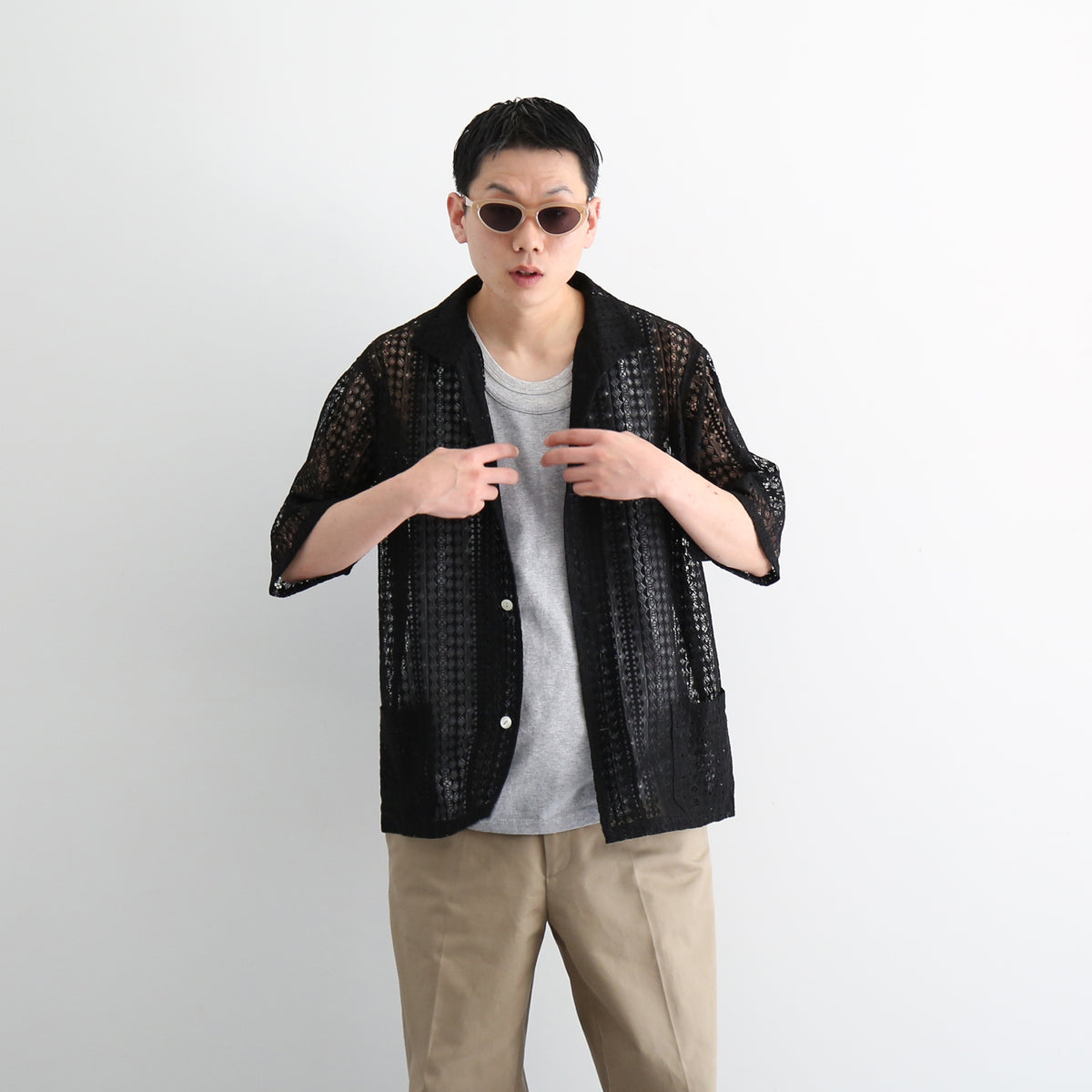 NEEDLES【ニードルズ】 S/s widespread collar shirt-ras lace 
