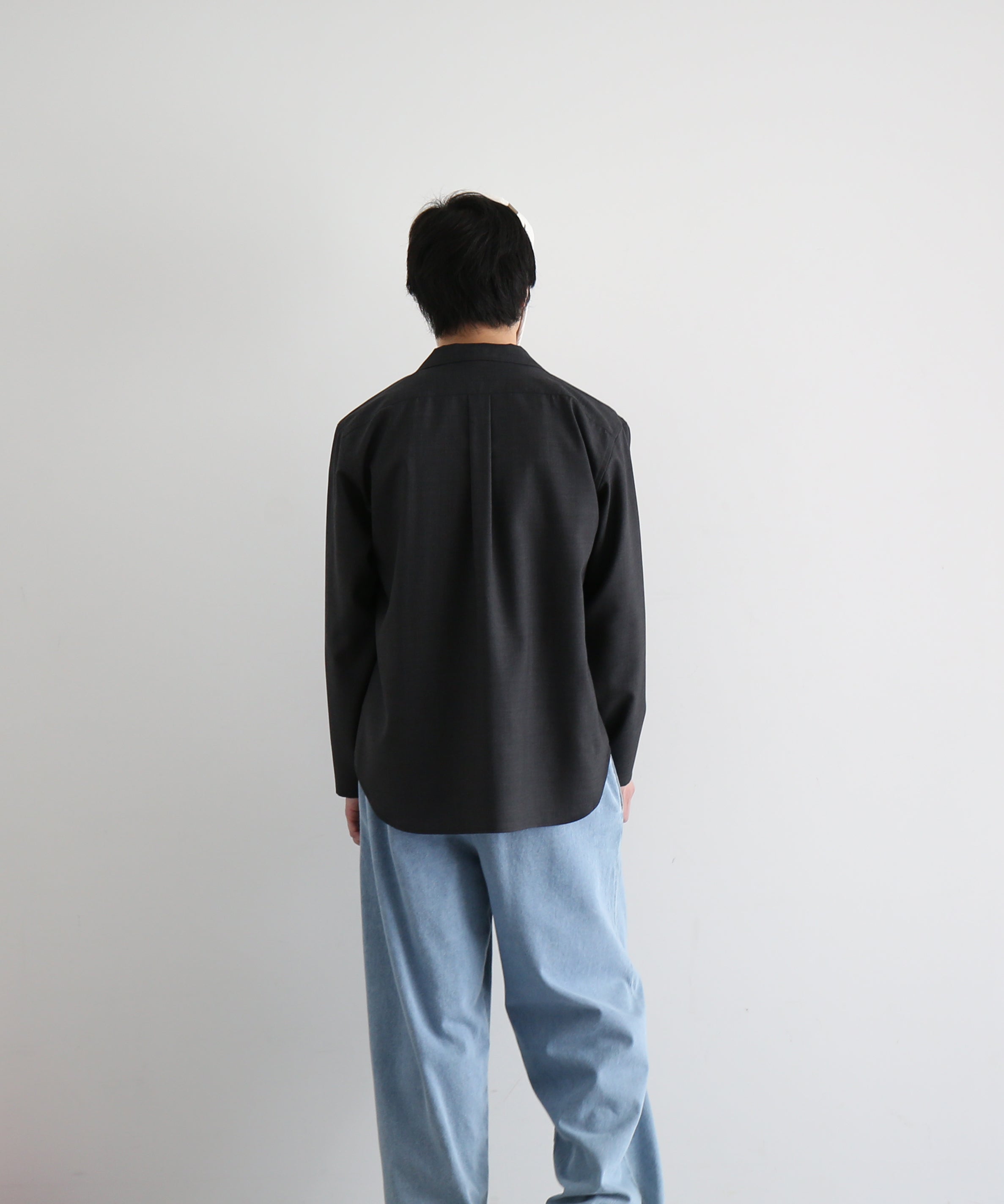 OLD FOLK HOUSE Wool lounge shirt "DARK GRAY"
