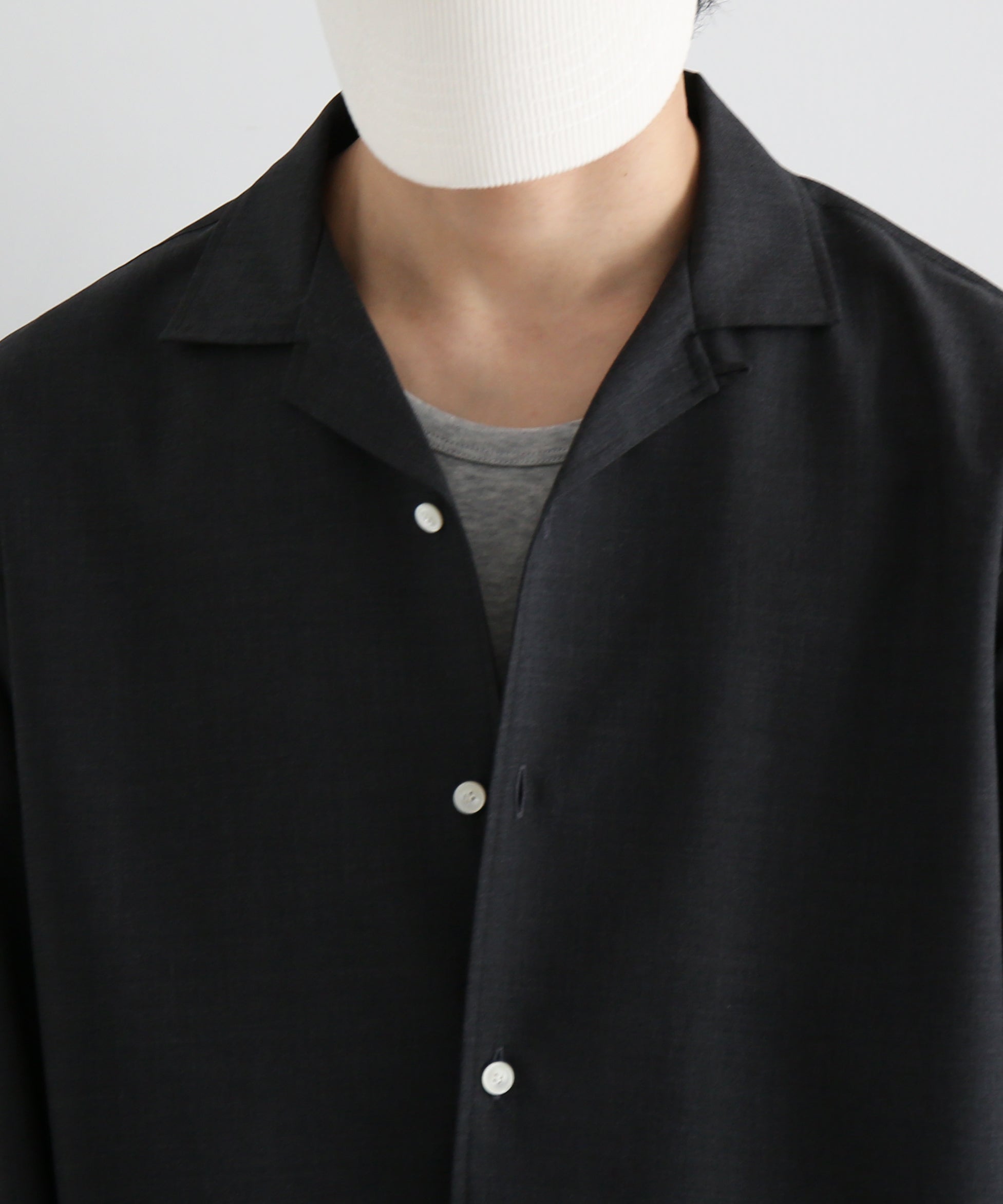 OLD FOLK HOUSE Wool lounge shirt "DARK GRAY"