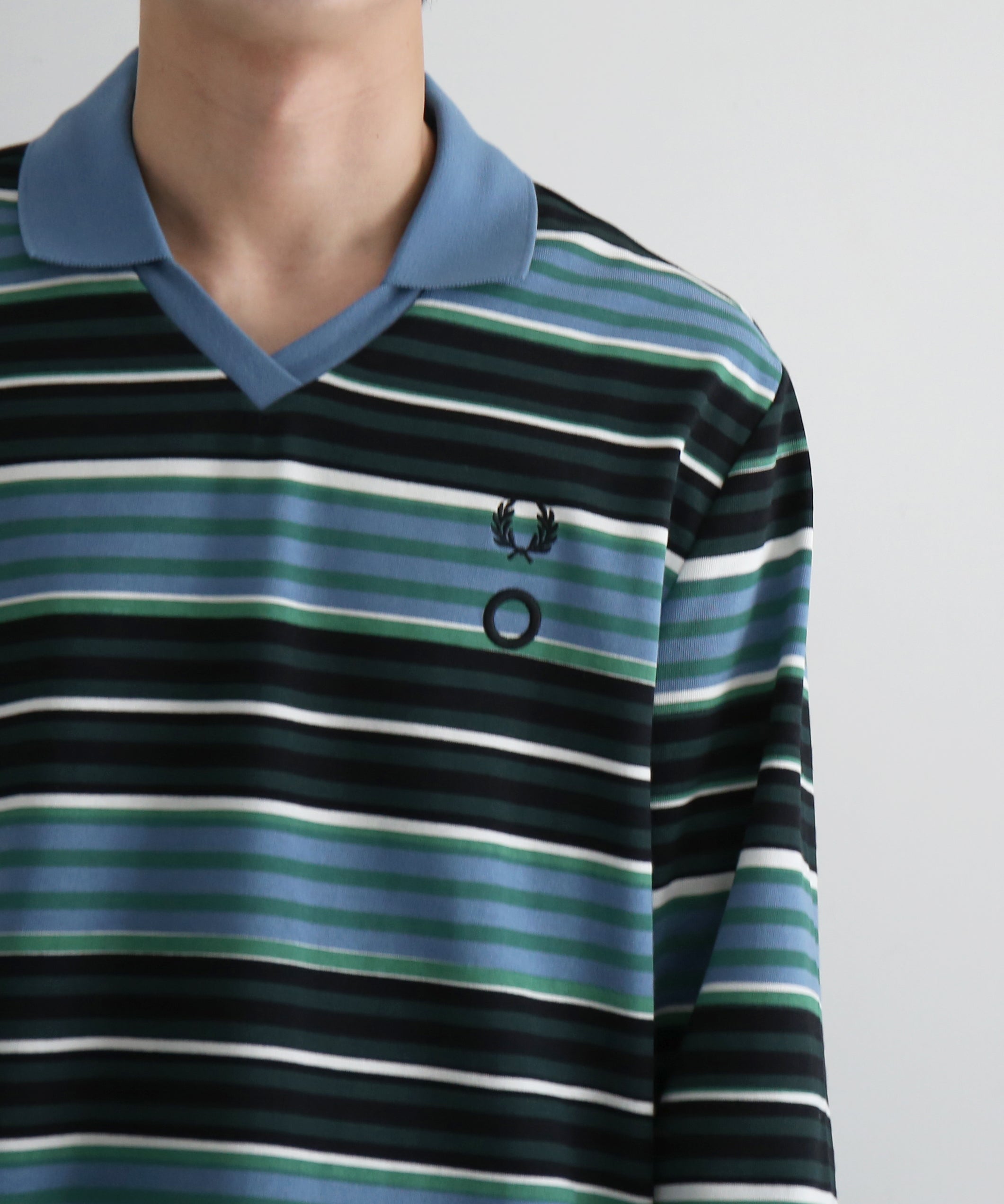 FRED PERRY Cg-overprint long sleeve polo shirt “CRAIG LIGHT B”