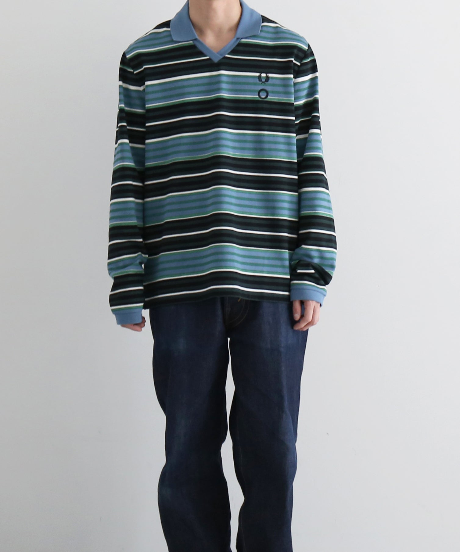 FRED PERRY Cg-overprint long sleeve polo shirt “CRAIG LIGHT B”