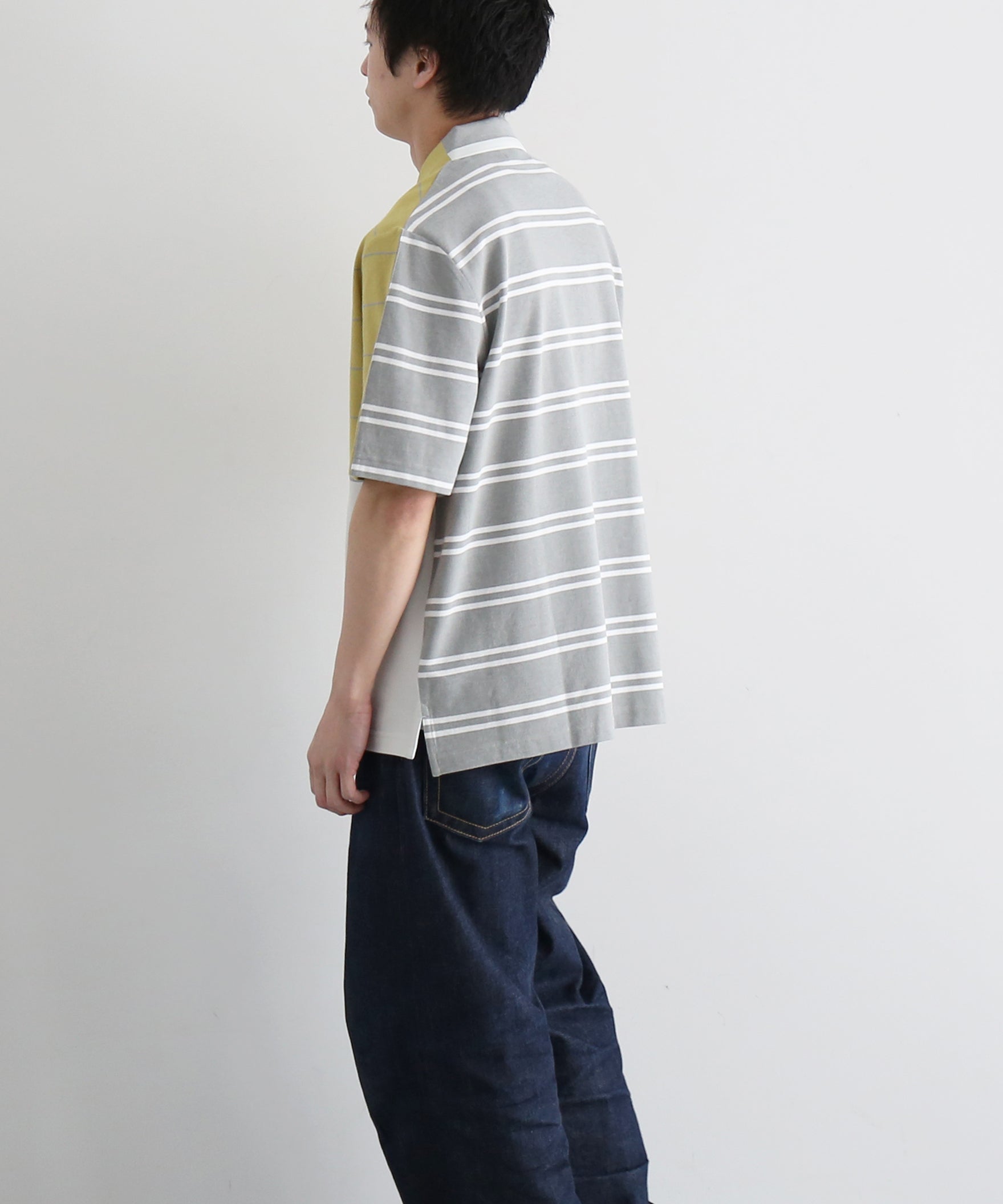FRED PERRY Cg-half and half polo shirt “UNIFORM OFF-W”