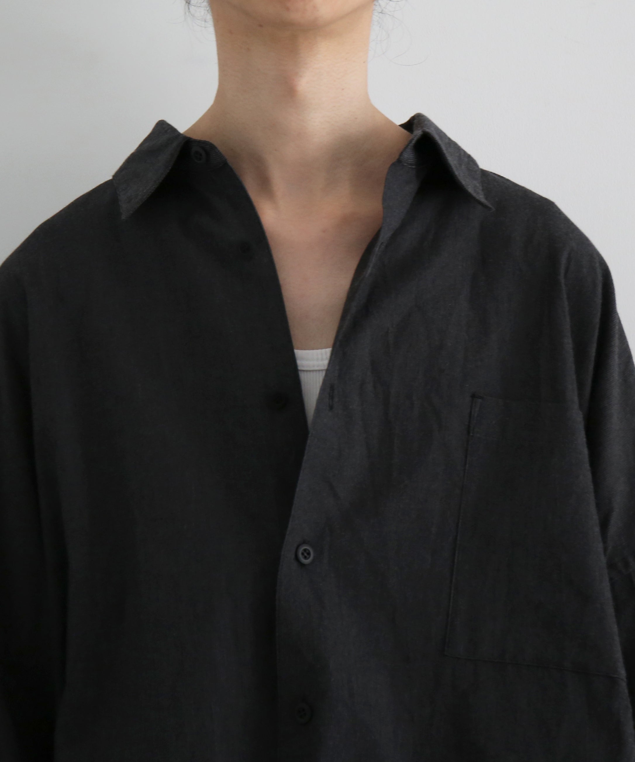 WHOWHAT 5x shirt < long sl/short lg > "CHARCOAL"