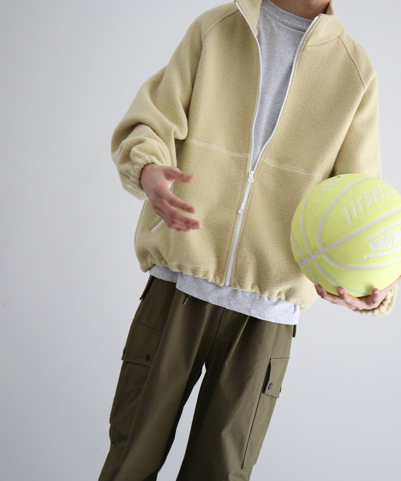 URU Pile knit - zip up blouson "L.YELLOW"