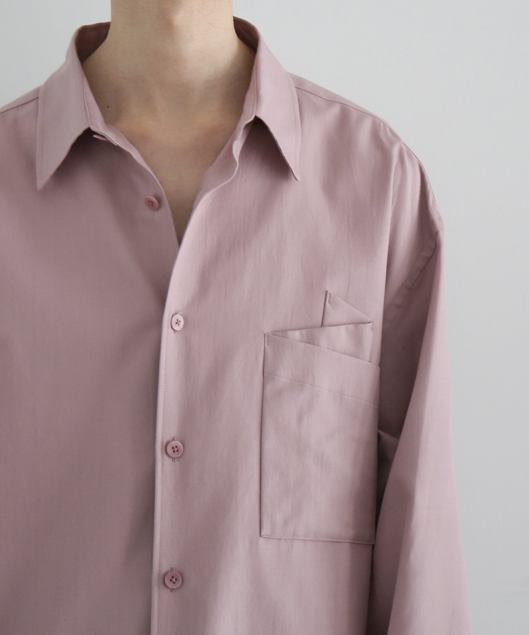 WHOWHAT Origami pocket shirt <long sl> "DARK PINK"