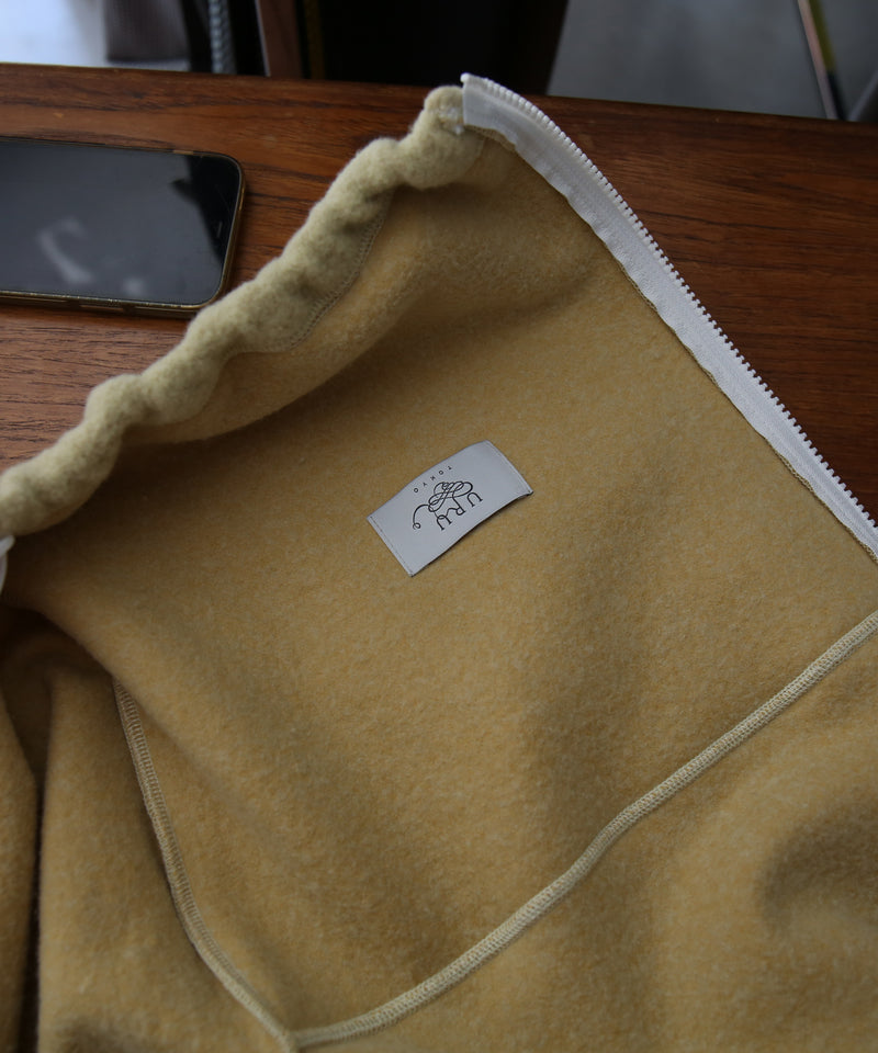 URU Pile knit - zip up blouson "L.YELLOW"
