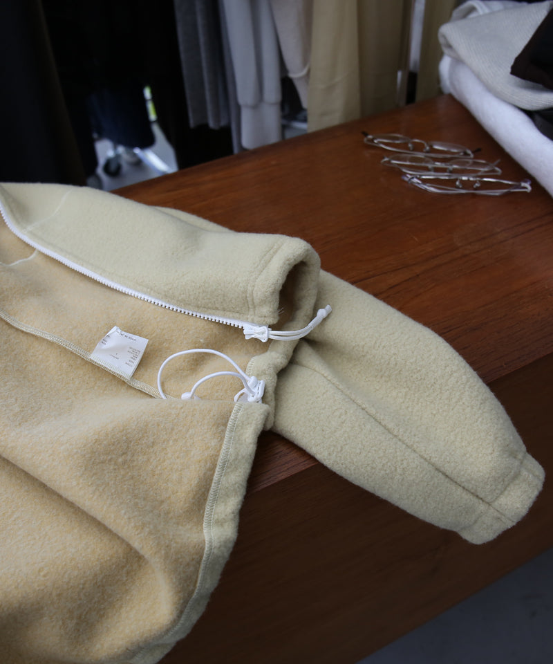 URU Pile knit - zip up blouson "L.YELLOW"