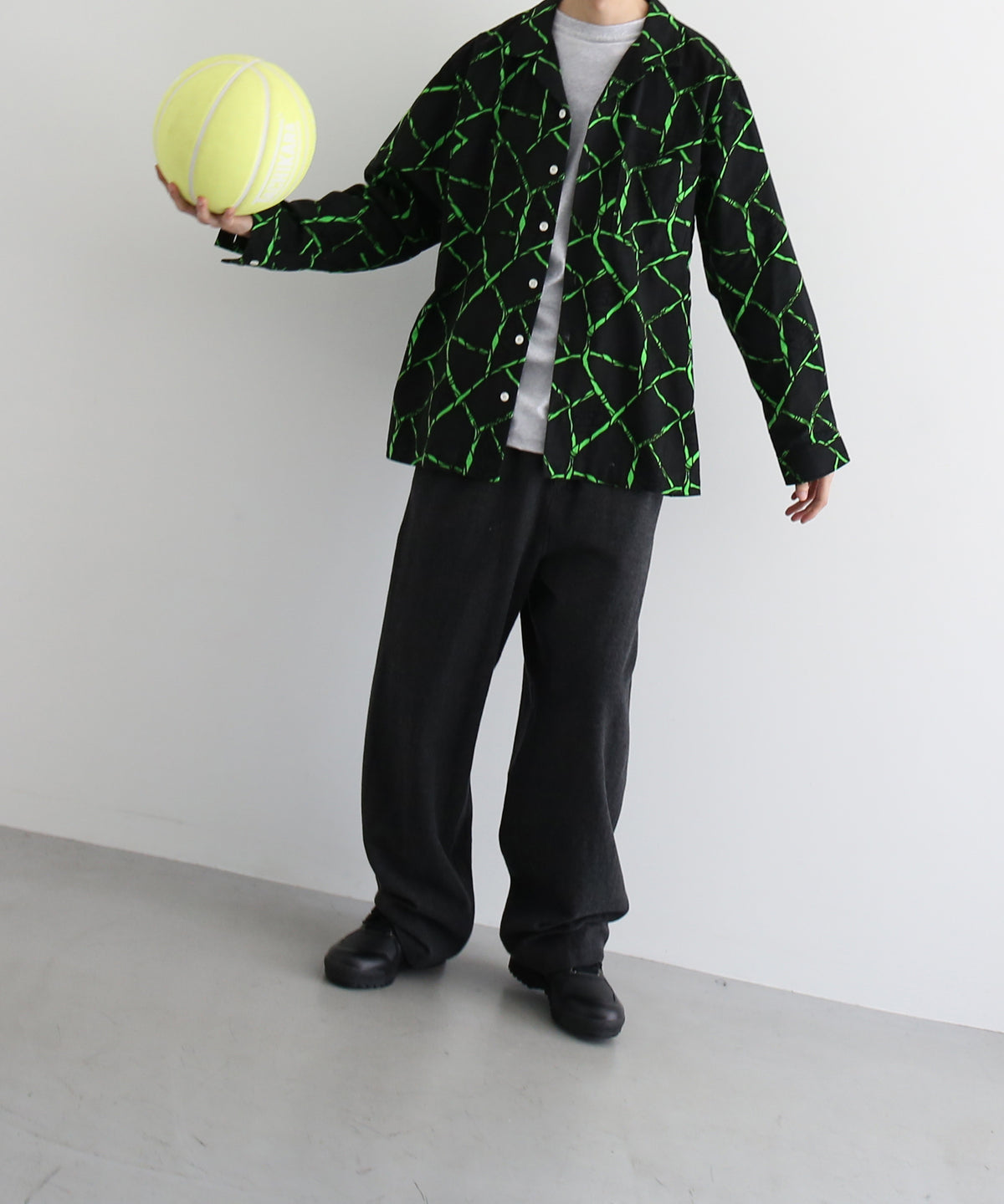COTTON PAN Peter times l/s ネルシャツ beach型 "BLACK×GREEN"
