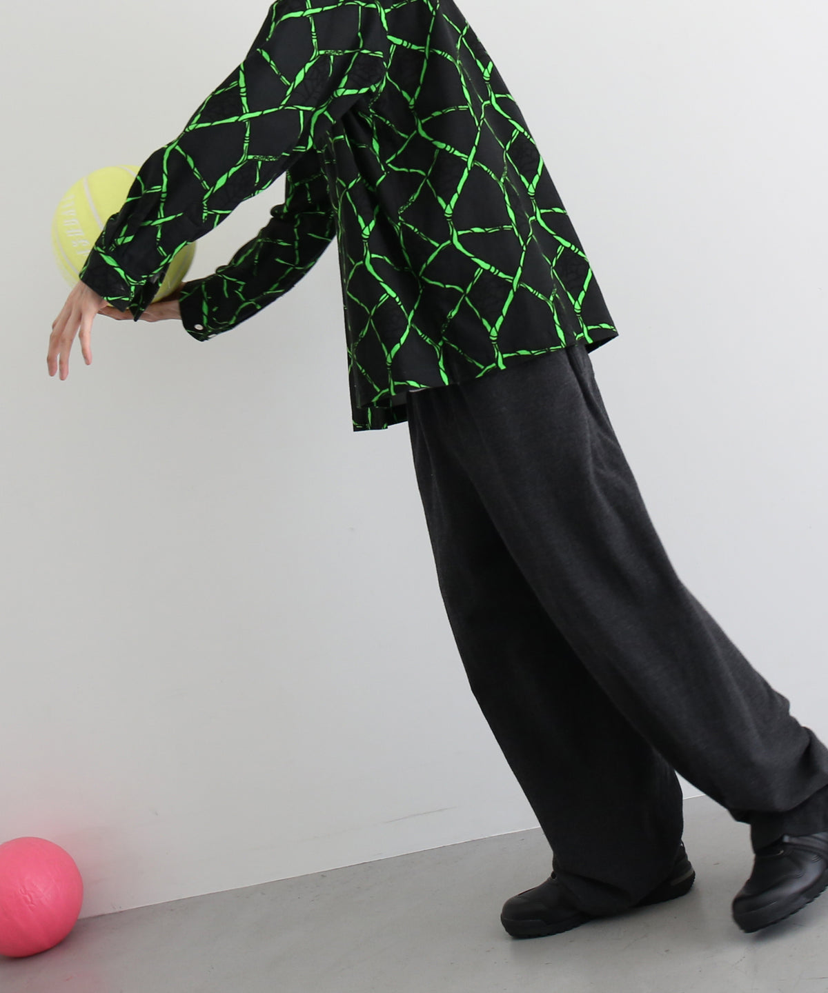 COTTON PAN Peter times l/s ネルシャツ beach型 "BLACK×GREEN"