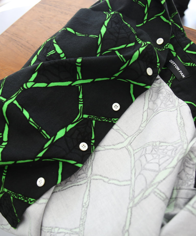 COTTON PAN Peter times l/s ネルシャツ beach型 "BLACK×GREEN"